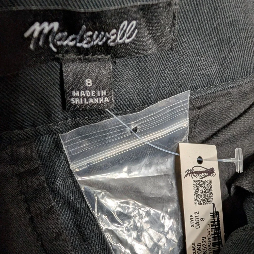 Madewell Barrel-Leg Trouser Pant Black Drapey Twill Lyocell Linen Pleated Size 8